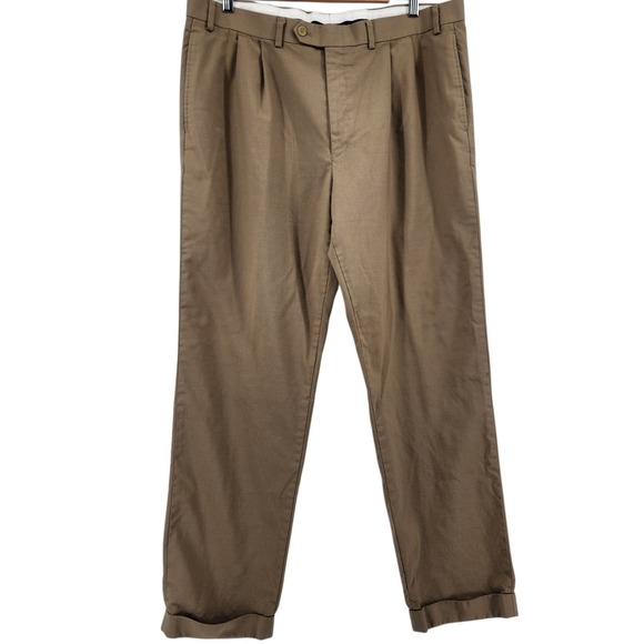 Lauren Ralph Lauren Wool Dress Pants Mens 38x31 Cuffed Pleated Tan - Picture 1 of 7